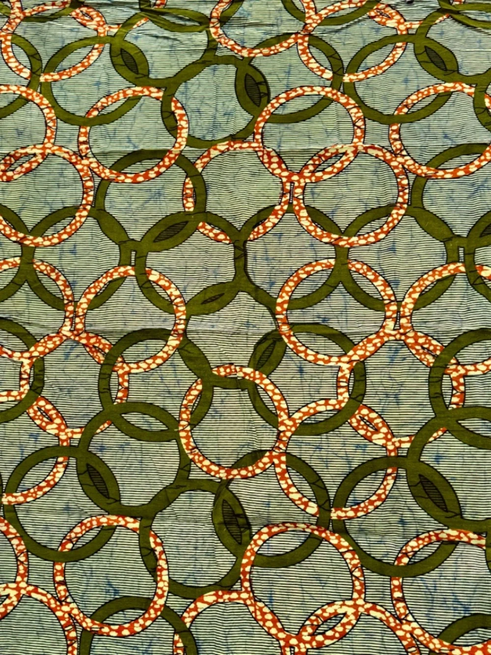 New Guaranteed Real Wax HiTarget African Fabric 1.75 yds Orange Green Circles